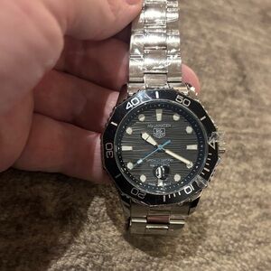 Silver and Black Watch with Blue Accents